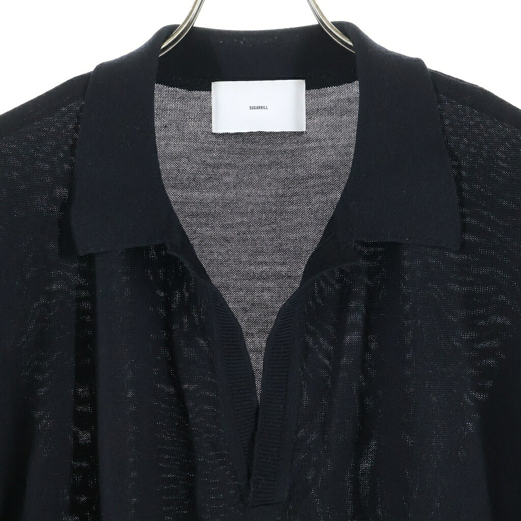 SUGARHILL(シュガーヒル) WOOL KNIT POLO ウール 長袖ニット ポロ ブラック 26440604