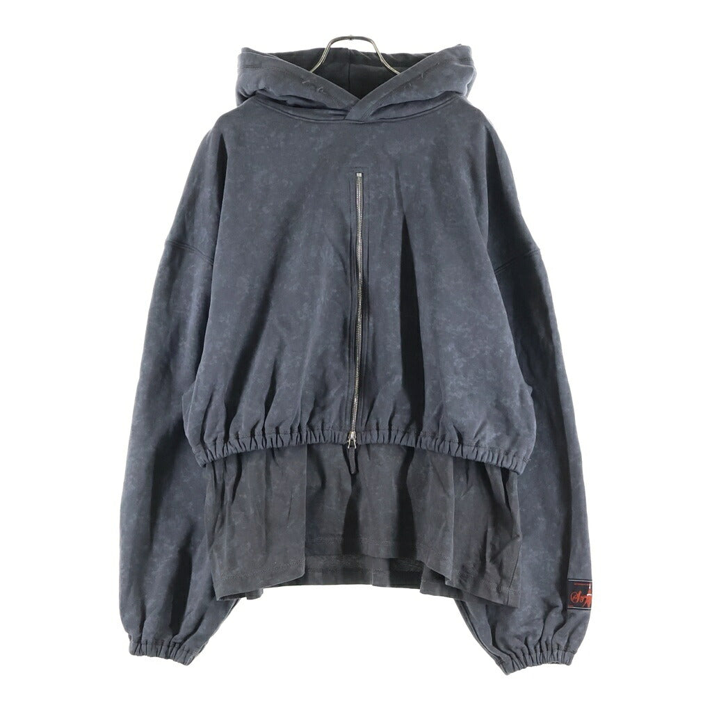SyuMan(シューマン) 24AW Layerd double-Hoodie レイヤード ダブル ジップパーカー グレー 24aw-sy005