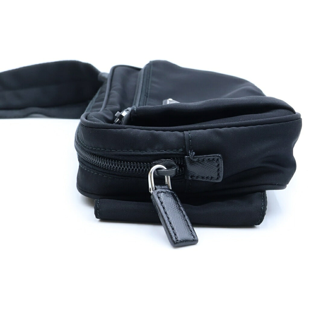 PRADA(プラダ) TESSUTO MONTAGN トライアングルロゴプレート ウエスト ボディバッグ ナイロン ブラック 2VL977