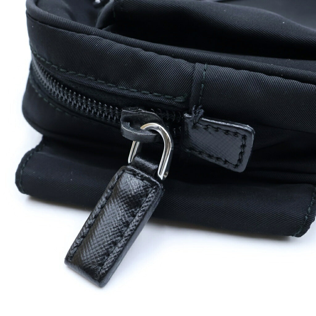 PRADA(プラダ) TESSUTO MONTAGN トライアングルロゴプレート ウエスト ボディバッグ ナイロン ブラック 2VL977