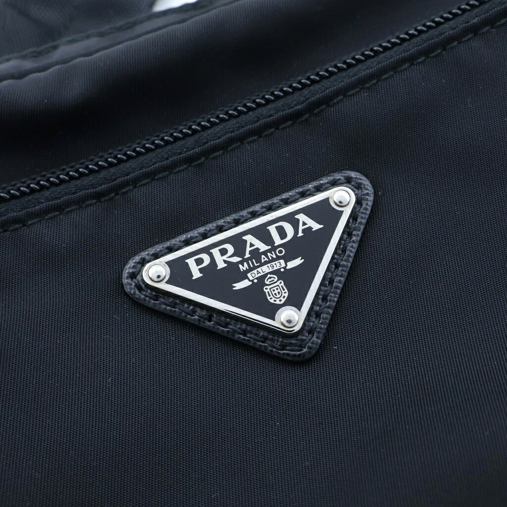 PRADA(プラダ) TESSUTO MONTAGN トライアングルロゴプレート ウエスト ボディバッグ ナイロン ブラック 2VL977