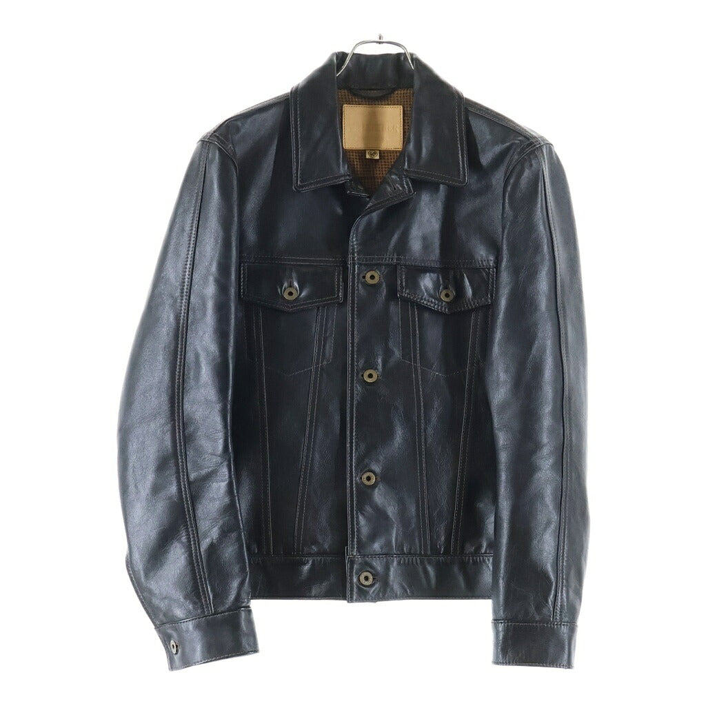 Y'2 LEATHER(ワイツーレザー) ホースハイド ボタンフライ 3rdタイプ レザーブルゾン 月桂樹ボタン ジャケット ブラック