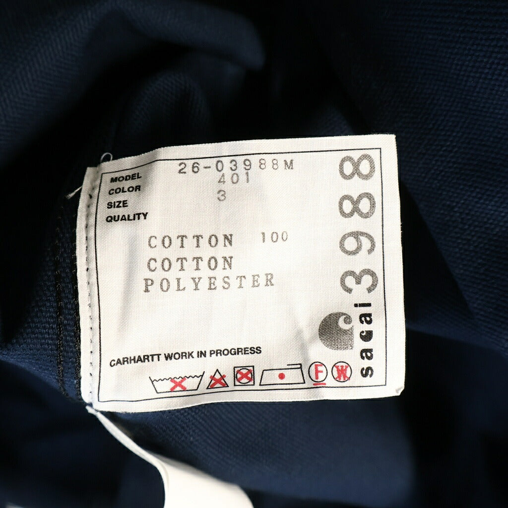 Sacai(サカイ) 26SS ×Carhartt WIP カーハート Duck Coat ダックコート 襟コーデュロイ ネイビー 26-03988M