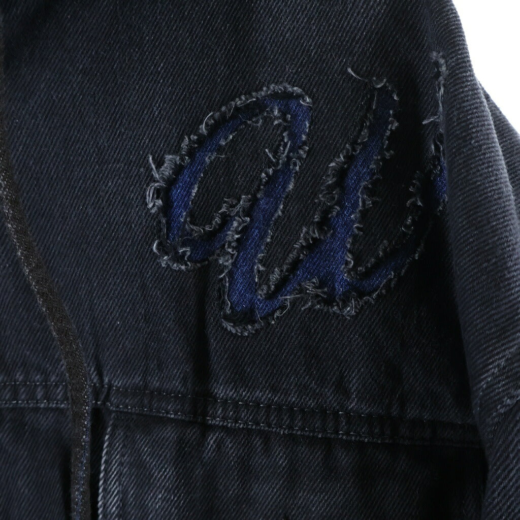 OFF-WHITE(オフホワイト) 24SS Natlover Denim Hooded Jacket ナチュララバー デニム フーデッド ジャケット ワッペンロゴ ブラック OMYE096S24DEN0011346