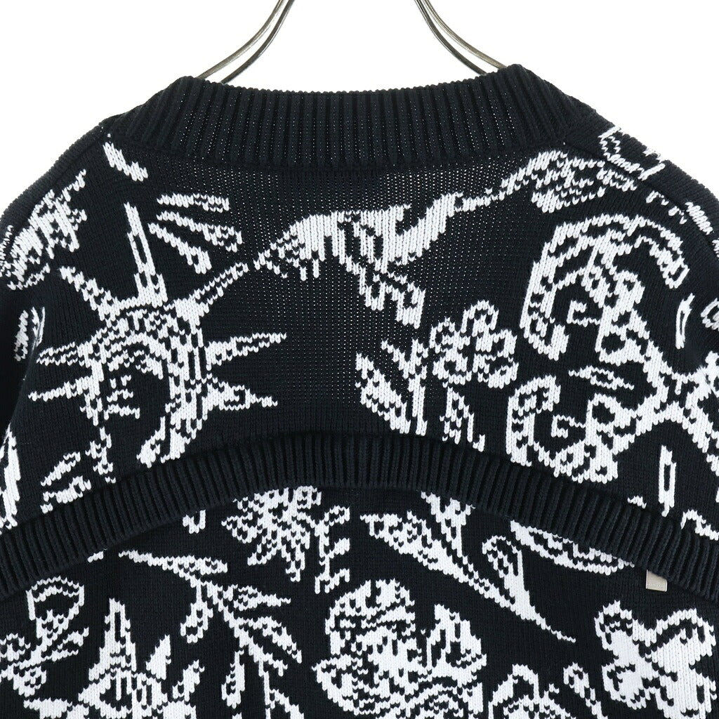 OFF-WHITE(オフホワイト) 24SS TATTO KNIT CARDIGAN タトゥー ニットカーディガン バックジッパー ブラック/ホワイト OMHB028S24KNI0011000