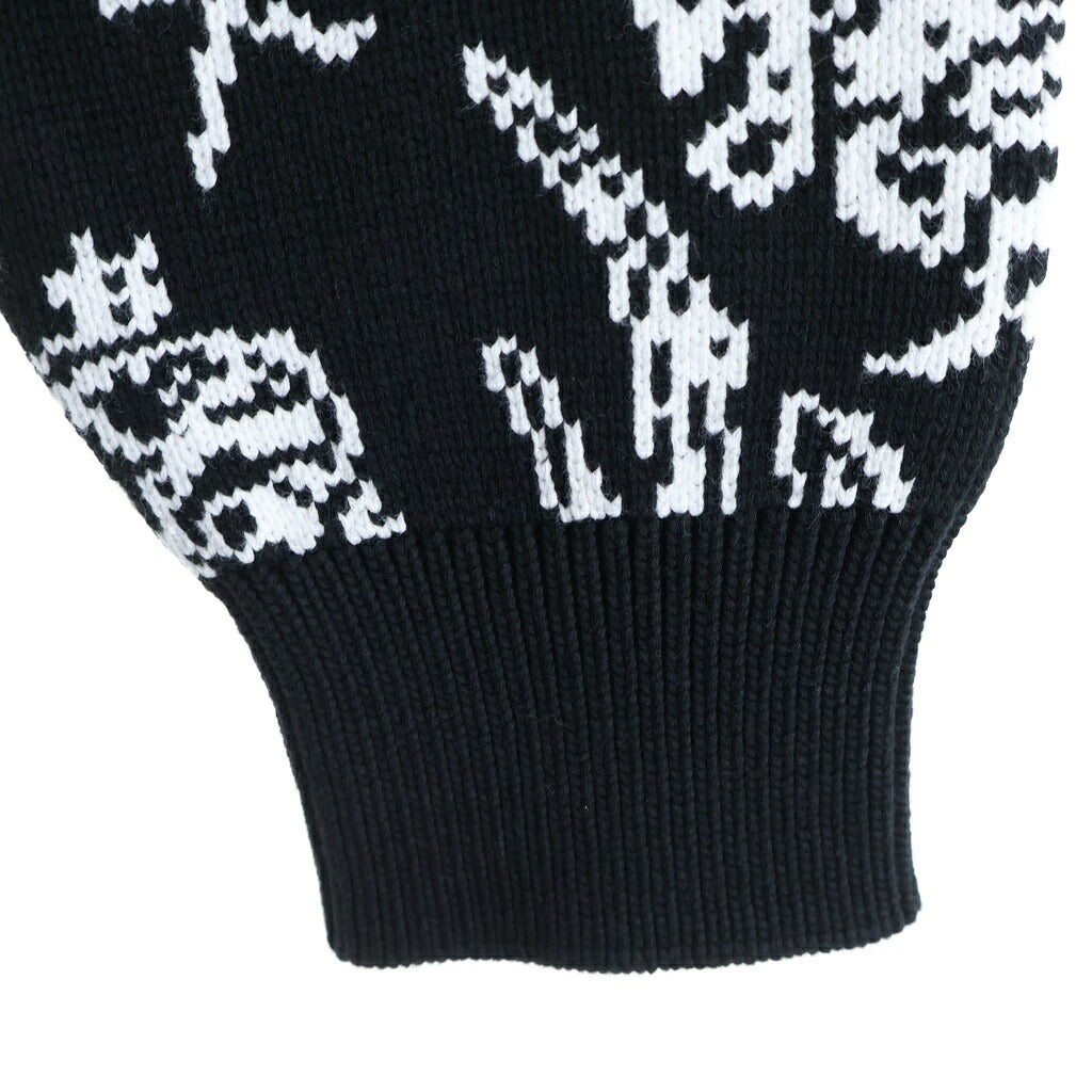 OFF-WHITE(オフホワイト) 24SS TATTO KNIT CARDIGAN タトゥー ニットカーディガン バックジッパー ブラック/ホワイト OMHB028S24KNI0011000