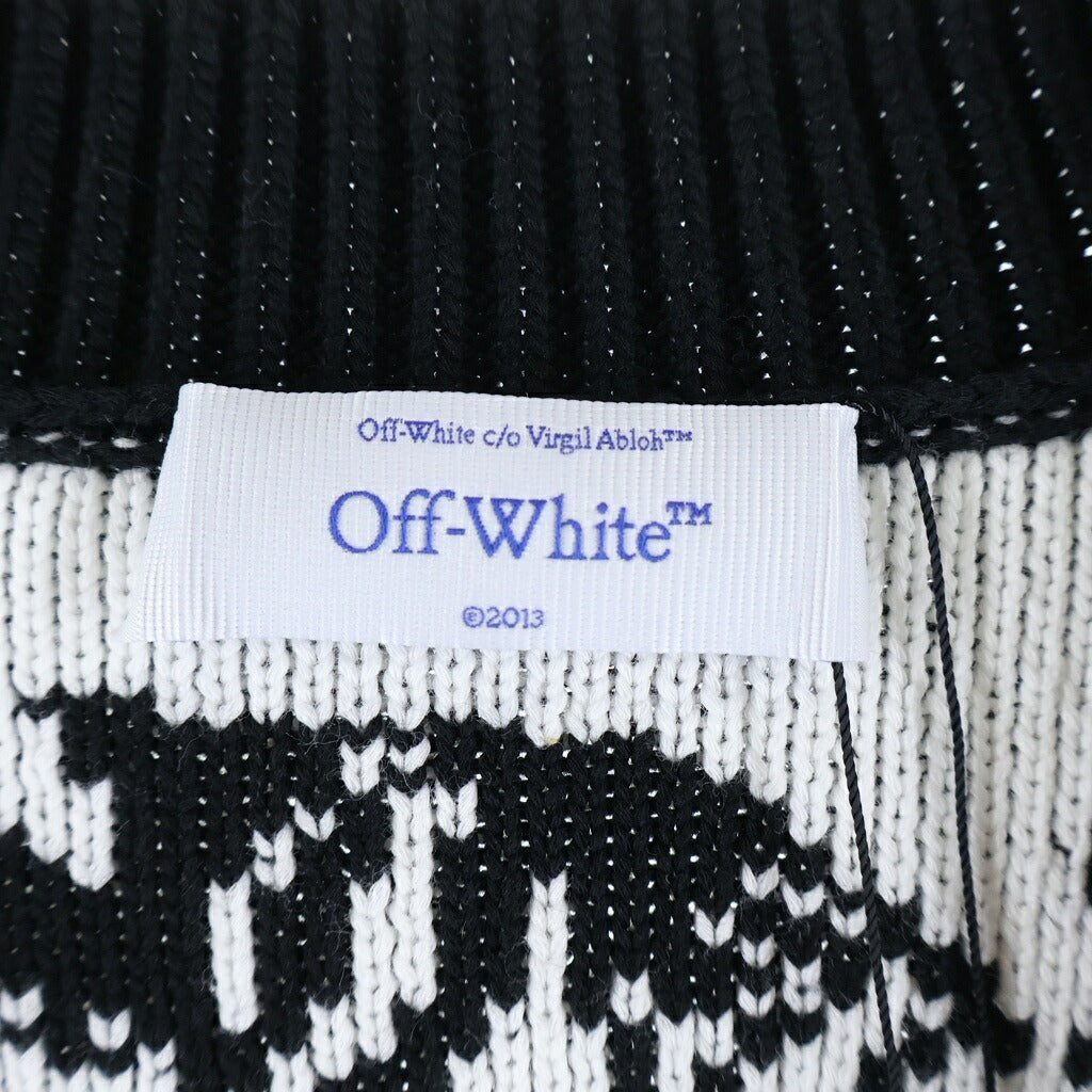 OFF-WHITE(オフホワイト) 24SS TATTO KNIT CARDIGAN タトゥー ニットカーディガン バックジッパー ブラック/ホワイト OMHB028S24KNI0011000