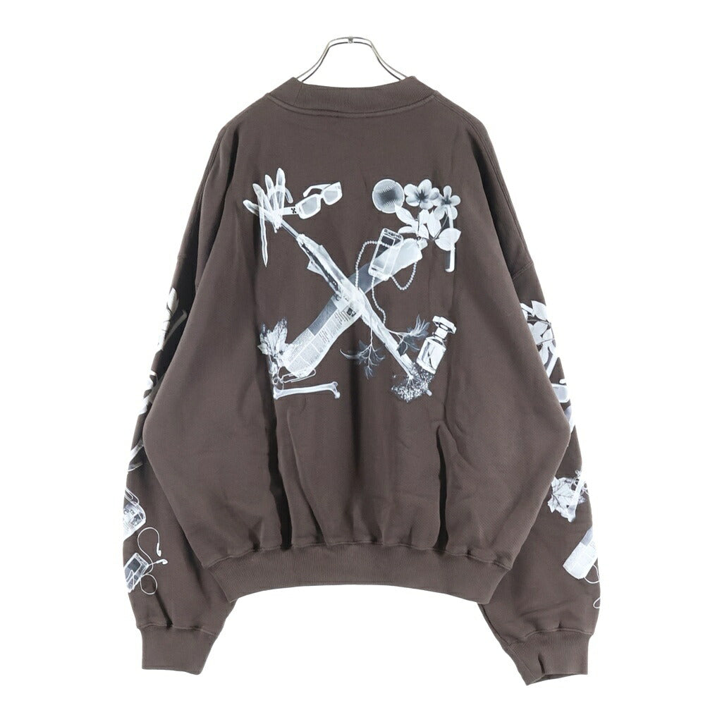 OFF-WHITE(オフホワイト) 24SS プリントデザイン バックアロー クルーネックスウェットトレーナー ブラウン OMBA070S24FLE0012809