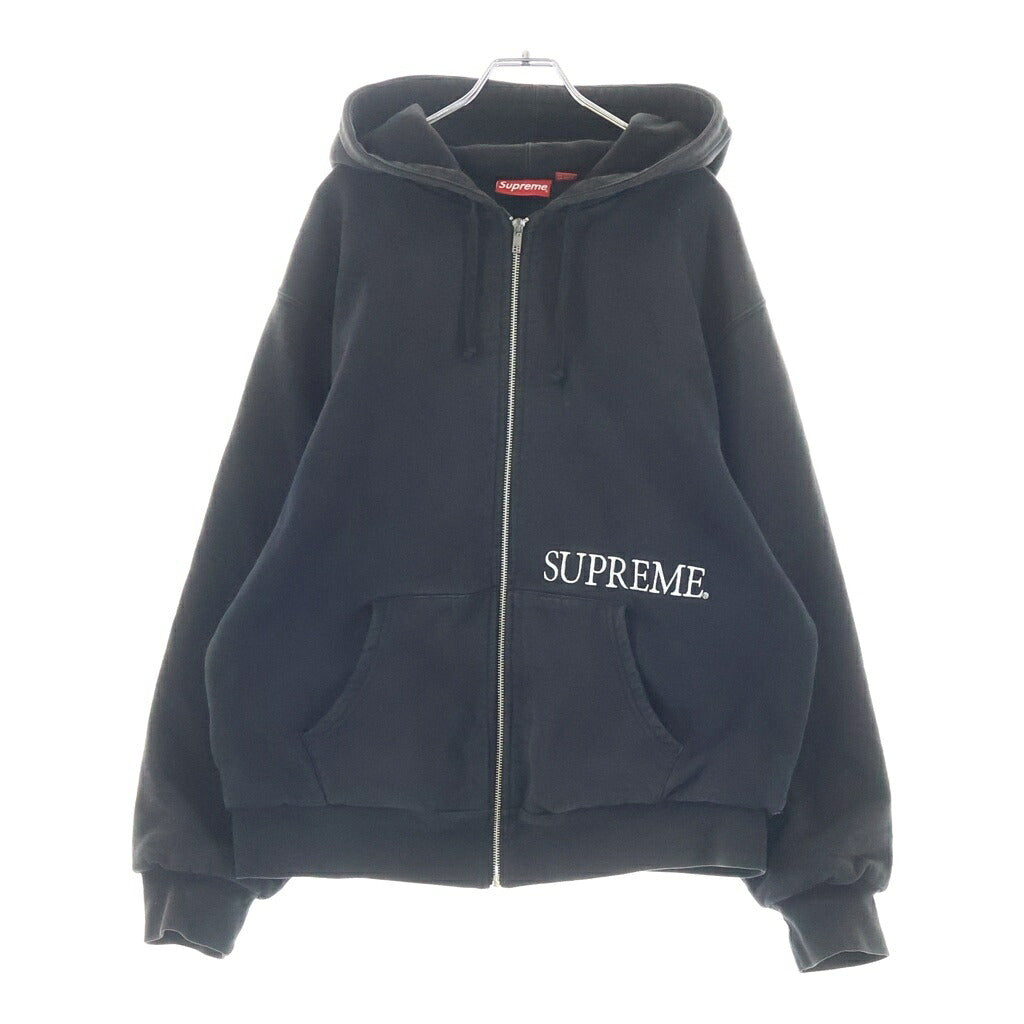 SUPREME(シュプリーム) 19AW Thermal Zip Up Hooded Sweatshirt ロゴ刺繍 裏地サーマル ジップアップ パーカー ブラック