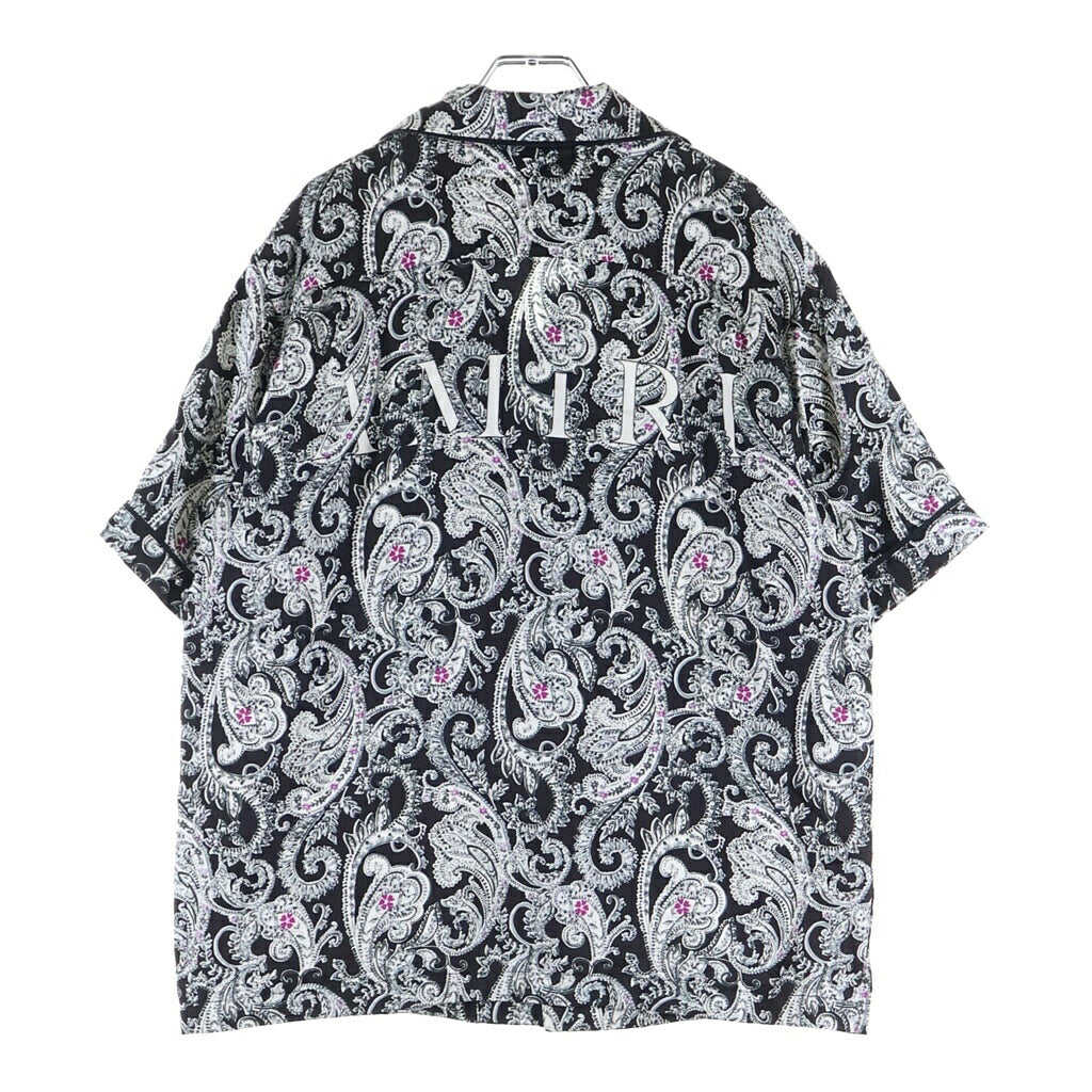 AMIRI(アミリ) PAISLEY PJ SHIRT ペイズリー レーヨン 半袖 開襟シャツ ブラック/ホワイト