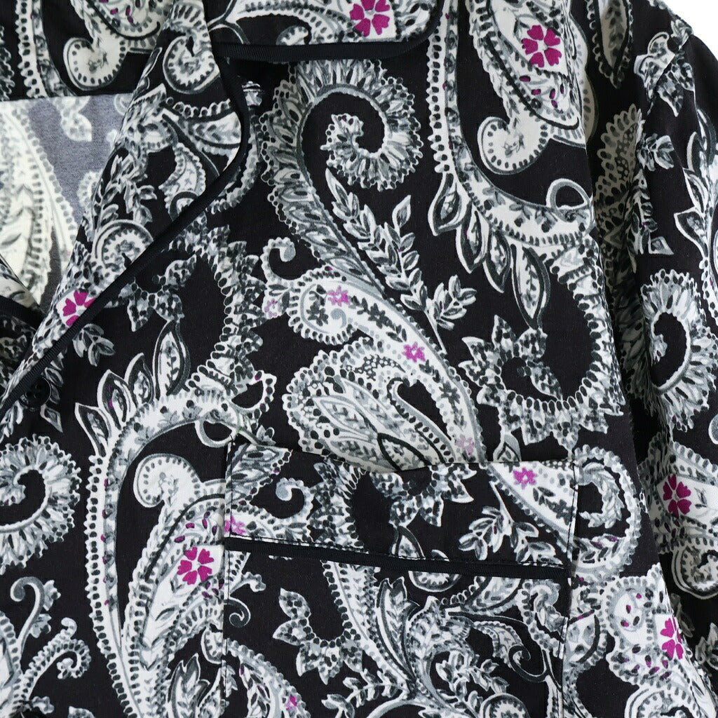 AMIRI(アミリ) PAISLEY PJ SHIRT ペイズリー レーヨン 半袖 開襟シャツ ブラック/ホワイト