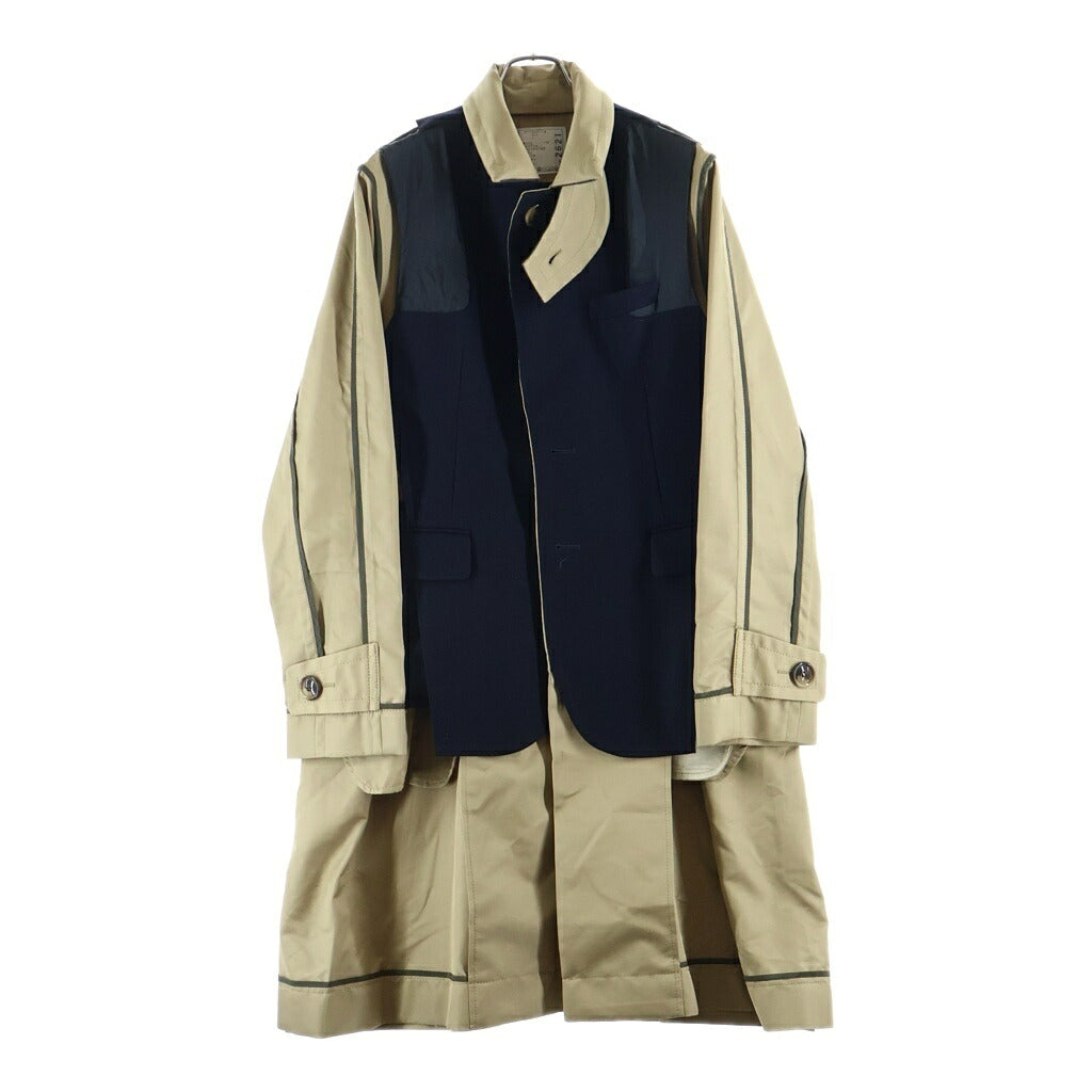 Sacai(サカイ) 21AW ドッキングトレンチコート ベージュ/ネイビー 21-02621M