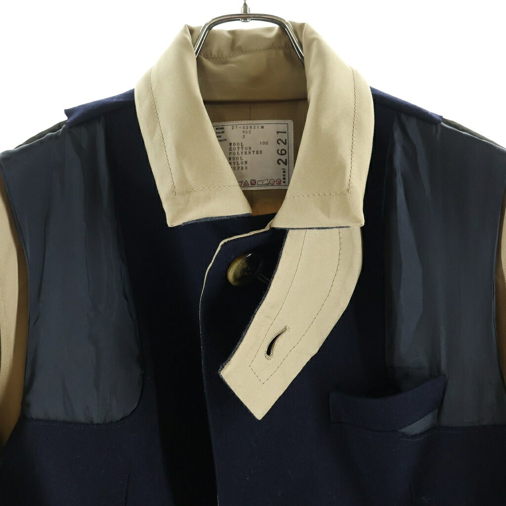 Sacai(サカイ) 21AW ドッキングトレンチコート ベージュ/ネイビー 21-02621M