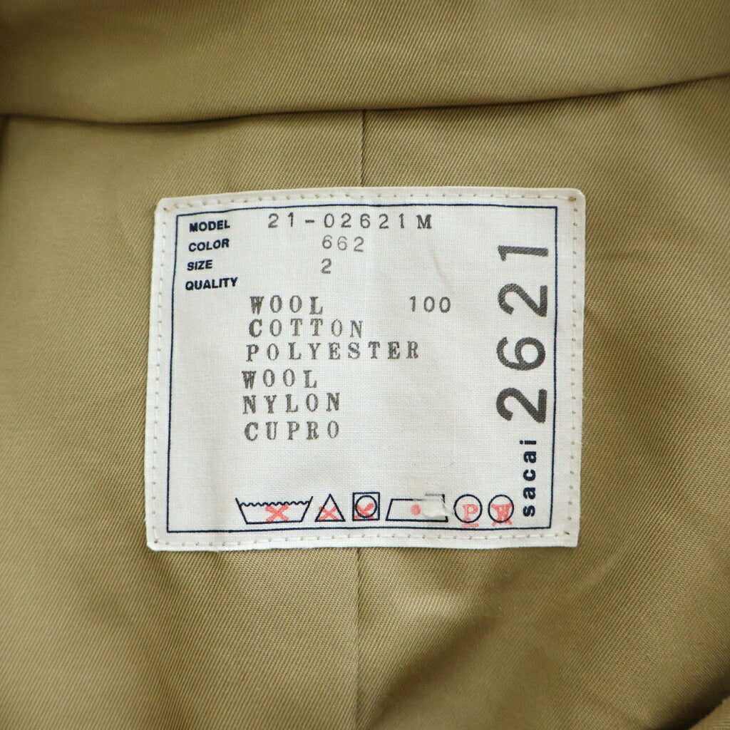 Sacai(サカイ) 21AW ドッキングトレンチコート ベージュ/ネイビー 21-02621M