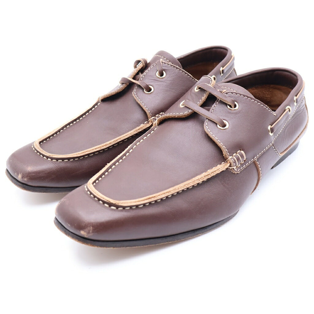GUCCI(グッチ) レザー レースアップ モカシン ローカットシューズ ブラウン 138190