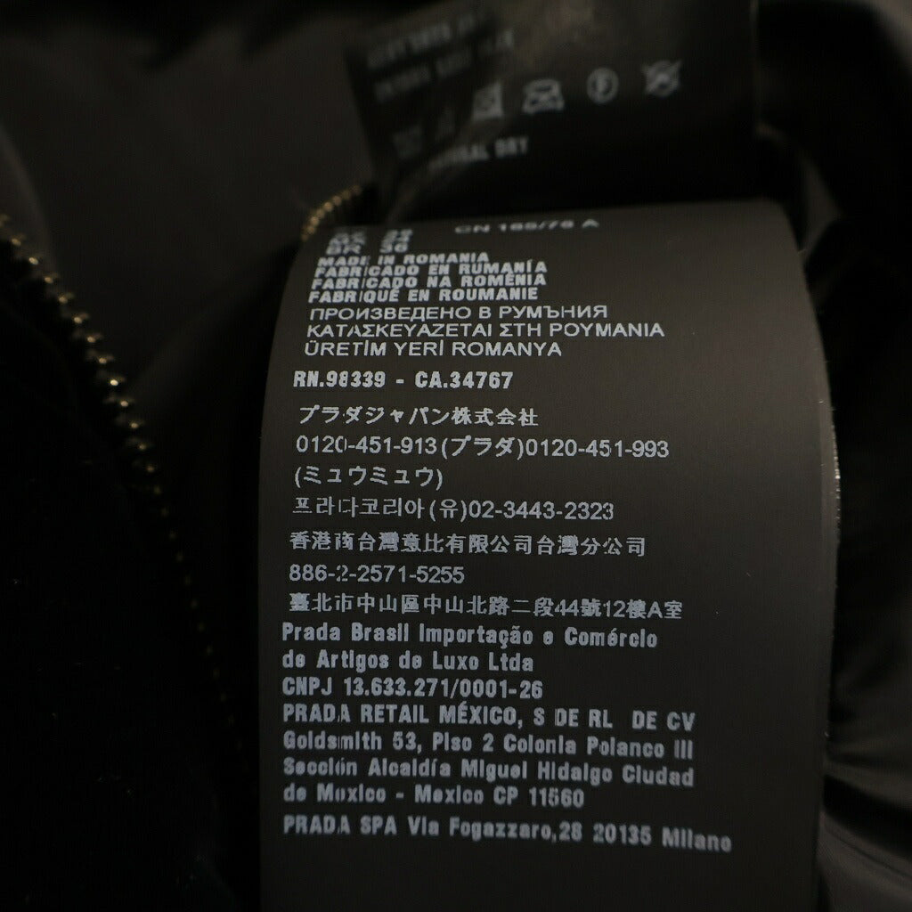 PRADA(プラダ) 三角ロゴプレート コンバーチブル クロップド ベルベット ダウンジャケット ブラック レディース 291805 S222 1XJX