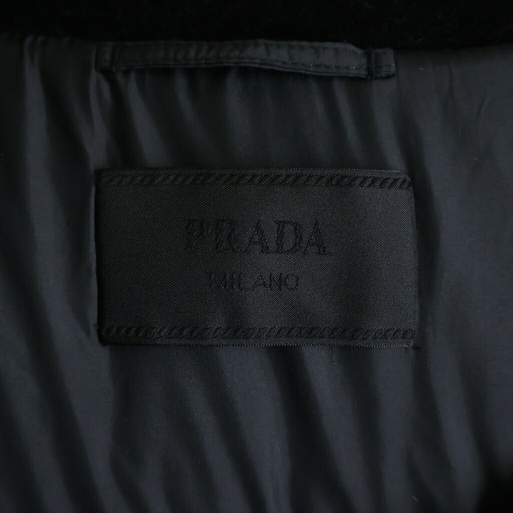 PRADA(プラダ) 三角ロゴプレート コンバーチブル ベルベット ダウンジャケット ブラック SGC407 S232 13IM
