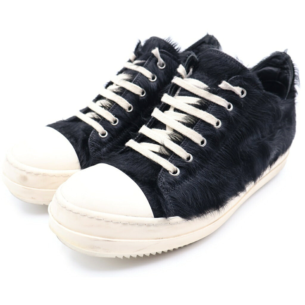 Rick Owens(リックオウエンス) ponyhair low ラモーンズ ファー・ポニーヘア ハラコ ローカットスニーカー ブラック/アイボリー RR01D3891-LHL