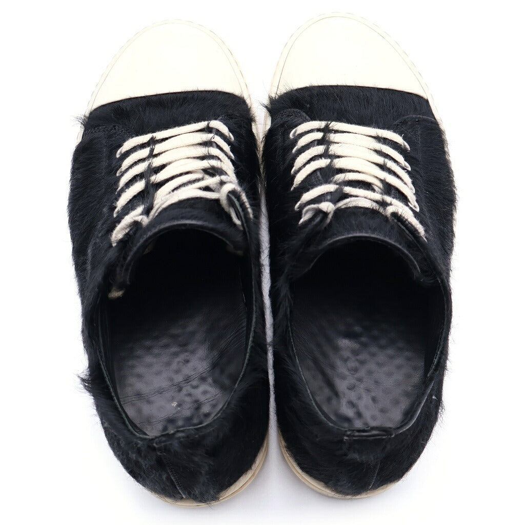 Rick Owens(リックオウエンス) ponyhair low ラモーンズ ファー・ポニーヘア ハラコ ローカットスニーカー ブラック/アイボリー RR01D3891-LHL