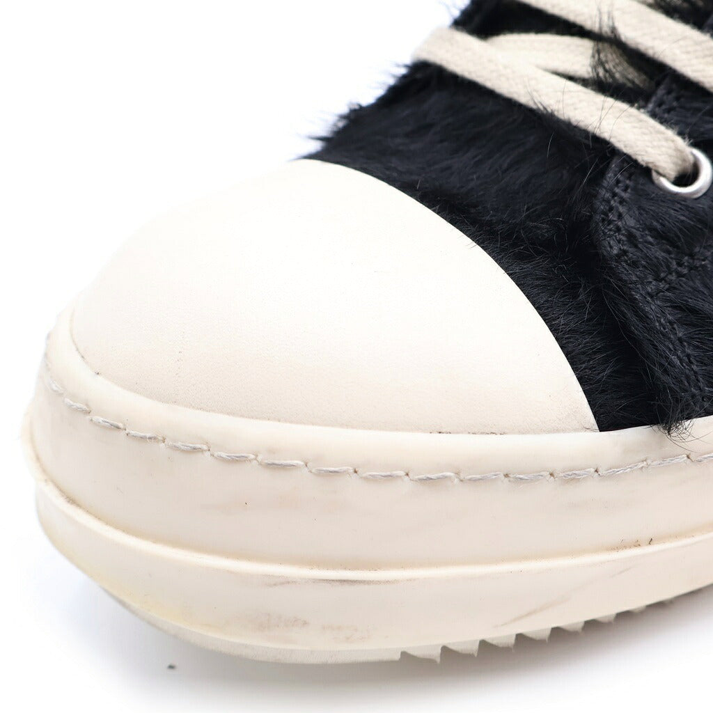 Rick Owens(リックオウエンス) ponyhair low ラモーンズ ファー・ポニーヘア ハラコ ローカットスニーカー ブラック/アイボリー RR01D3891-LHL