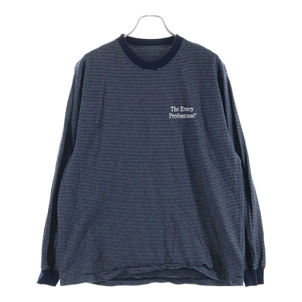 The Ennoy Professional(エンノイプロフェッショナル) ロゴ刺繍 ボーダー クルーネック長袖Tシャツ カットソー ネイビー/ホワイト SS23BRENCT04AM