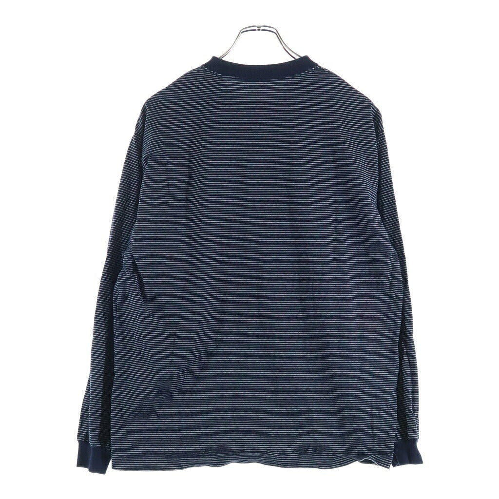 The Ennoy Professional(エンノイプロフェッショナル) ロゴ刺繍 ボーダー クルーネック長袖Tシャツ カットソー ネイビー/ホワイト SS23BRENCT04AM