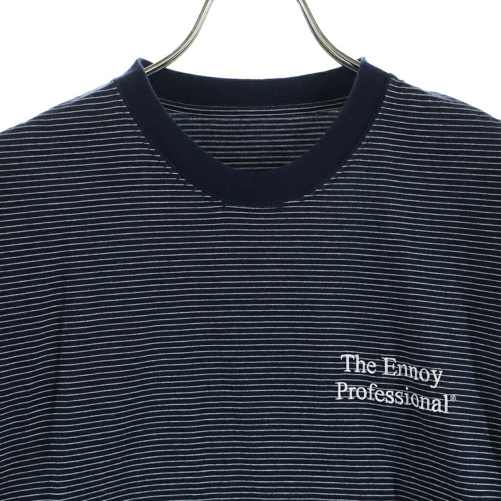 The Ennoy Professional(エンノイプロフェッショナル) ロゴ刺繍 ボーダー クルーネック長袖Tシャツ カットソー ネイビー/ホワイト SS23BRENCT04AM