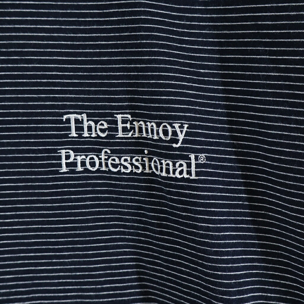 The Ennoy Professional(エンノイプロフェッショナル) ロゴ刺繍 ボーダー クルーネック長袖Tシャツ カットソー ネイビー/ホワイト SS23BRENCT04AM
