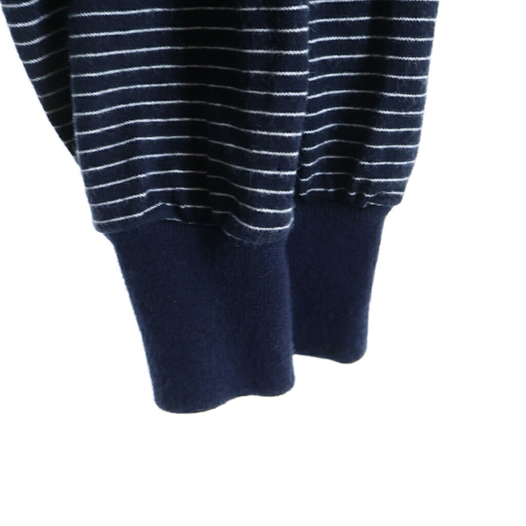 The Ennoy Professional(エンノイプロフェッショナル) ロゴ刺繍 ボーダー クルーネック長袖Tシャツ カットソー ネイビー/ホワイト SS23BRENCT04AM