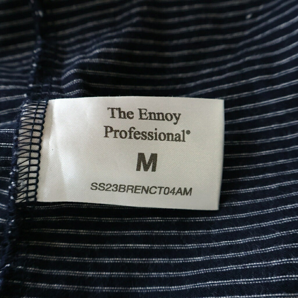 The Ennoy Professional(エンノイプロフェッショナル) ロゴ刺繍 ボーダー クルーネック長袖Tシャツ カットソー ネイビー/ホワイト SS23BRENCT04AM