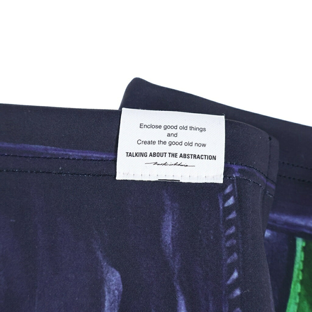 TALKING ABOUT THE ABSTRACTION(トーキング アバウト ザ アブストラクション) MOCK NECK PRINT L/S レーシングプリント モックネック 長袖Tシャツ ホワイト/グリーン NPT-J-005A
