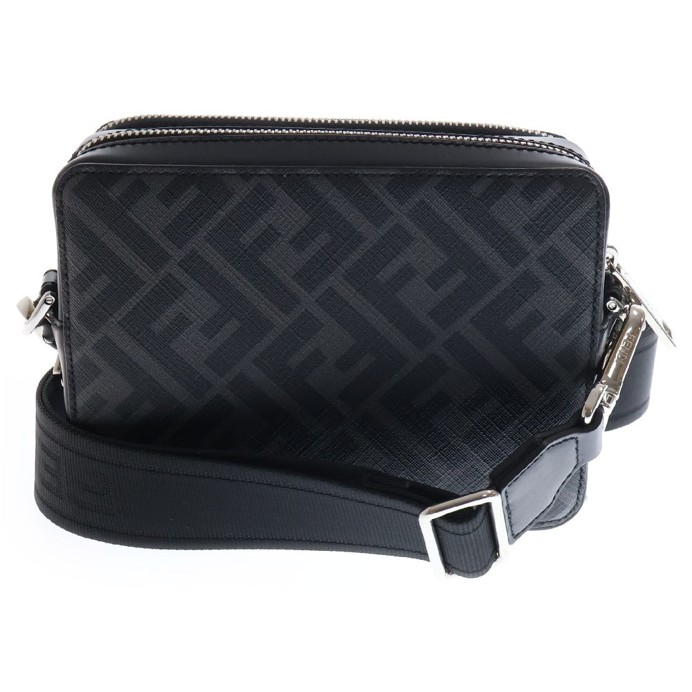 FENDI(フェンディ) スクエアFF カメラケース オーガナイザー レザー ポーチ ショルダーバッグ ブラック×グレー 7M0357 斜め掛けバッグ