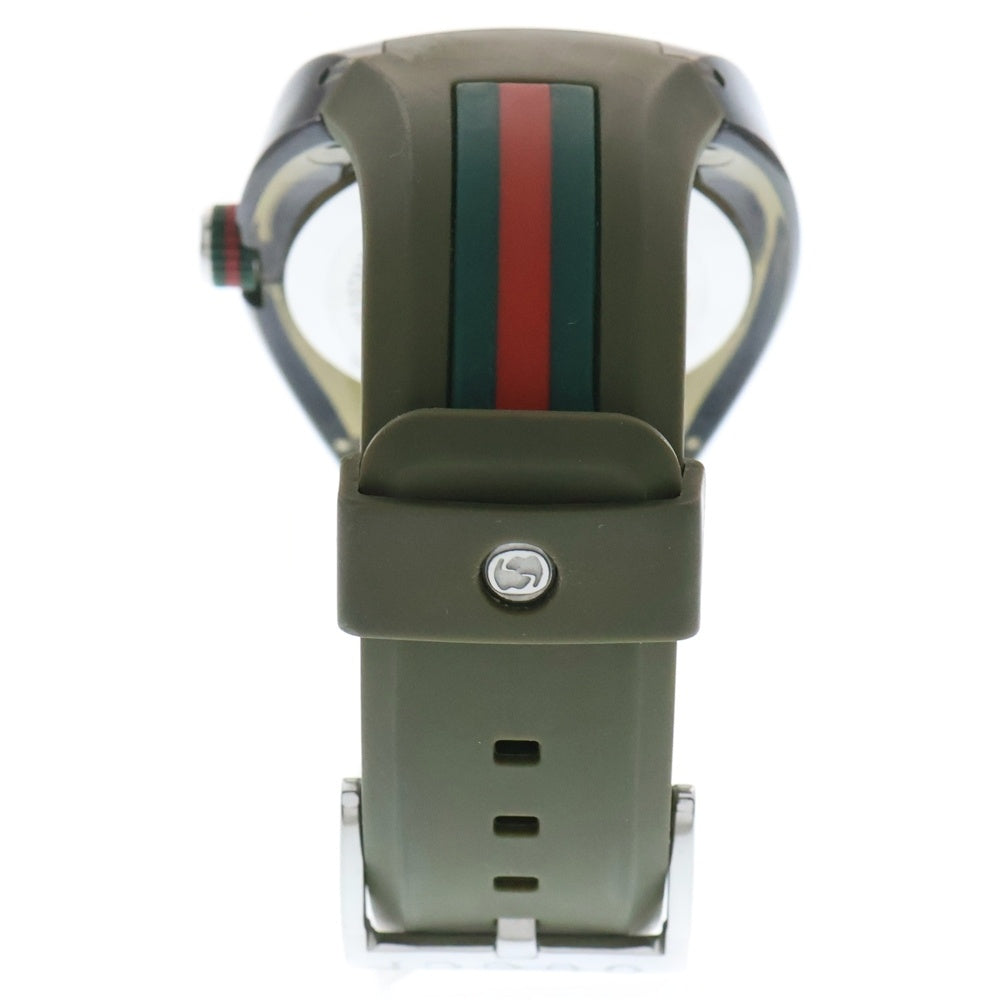 GUCCI(グッチ) SYNC シンクインターロッキングG ロゴ クリア ブロンズ文字盤 ラバーベルト クォーツウォッチ 腕時計 カーキ YA137106