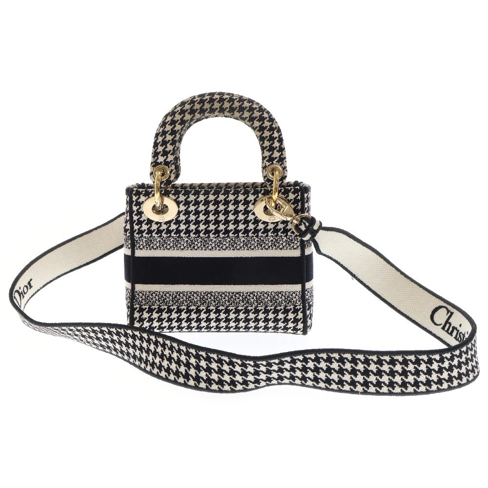 Christian Dior(クリスチャンディオール) レディディオール LADY D-LITE 2WAY 千鳥格子柄 ハンドバッグ ショルダーバッグ ブラック×ホワイト H0565BZAF M808