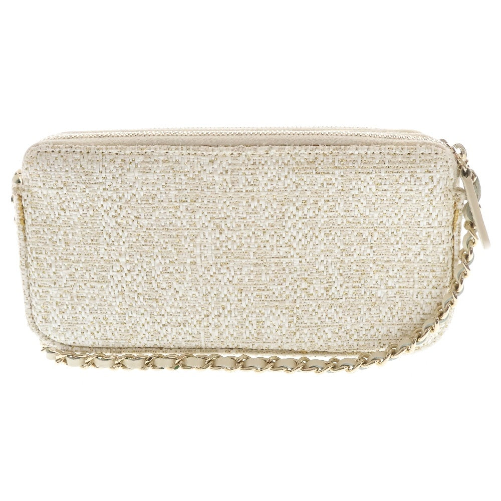 CHANEL(シャネル) ドーヴィル チェーンショルダーウォレット 長財布 アイボリー レザー クラッチバッグ ゴールド金具 シリアルシール A81978