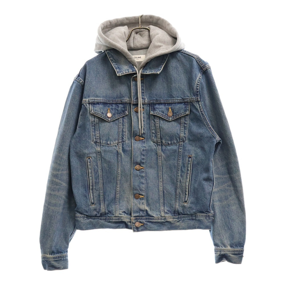 CELINE(セリーヌ) 22AW ロゴフード付きデニムジャケット ブルー