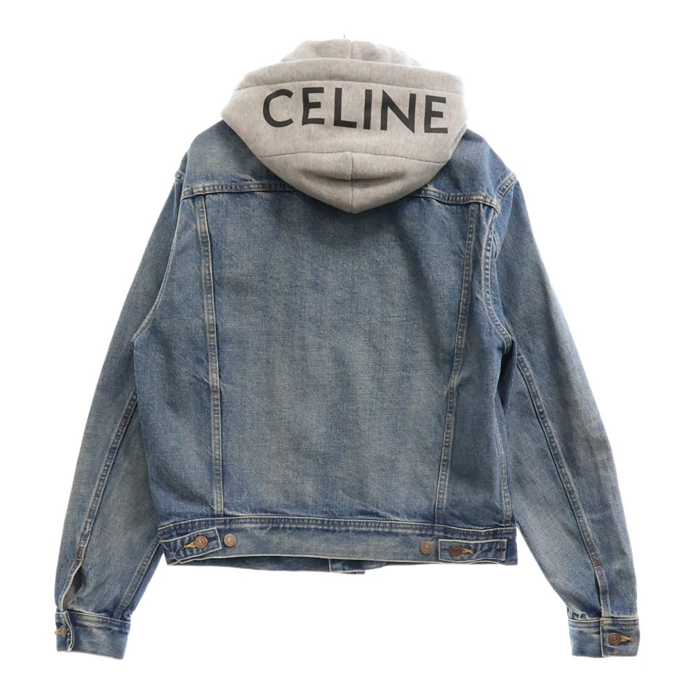 CELINE(セリーヌ) 22AW ロゴフード付きデニムジャケット ブルー