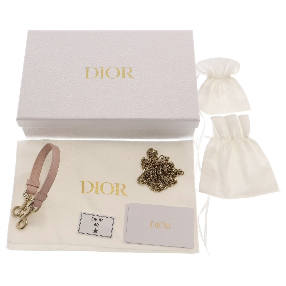 Christian Dior(クリスチャンディオール) カナージュ フォンフォルダー ミニショルダーバッグ ピンク レザー ゴールド金具
