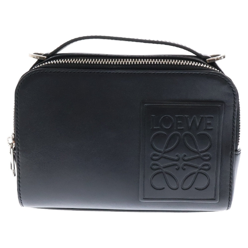 LOEWE(ロエベ) アナグラム カメラバッグ レザー ブラック シルバー金具 クロスボディ ショルダーバッグ 斜め掛けバッグ ミニバッグ