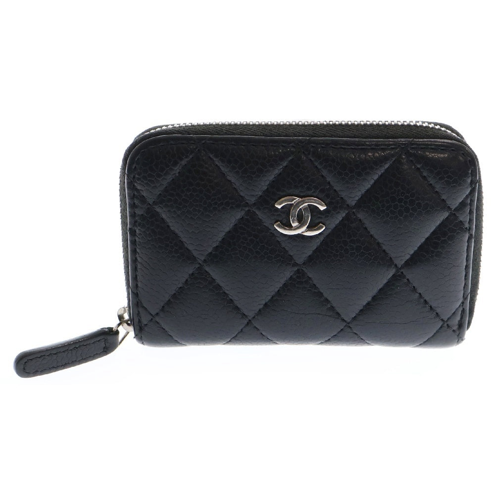 CHANEL(シャネル) マトラッセ ココマーク カードケース キャビアスキン コインケース 財布 ブラック SV金具
