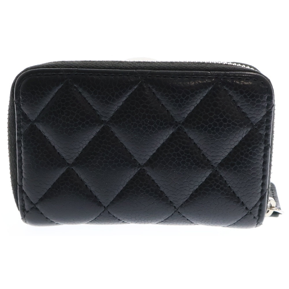 CHANEL(シャネル) マトラッセ ココマーク カードケース キャビアスキン コインケース 財布 ブラック SV金具