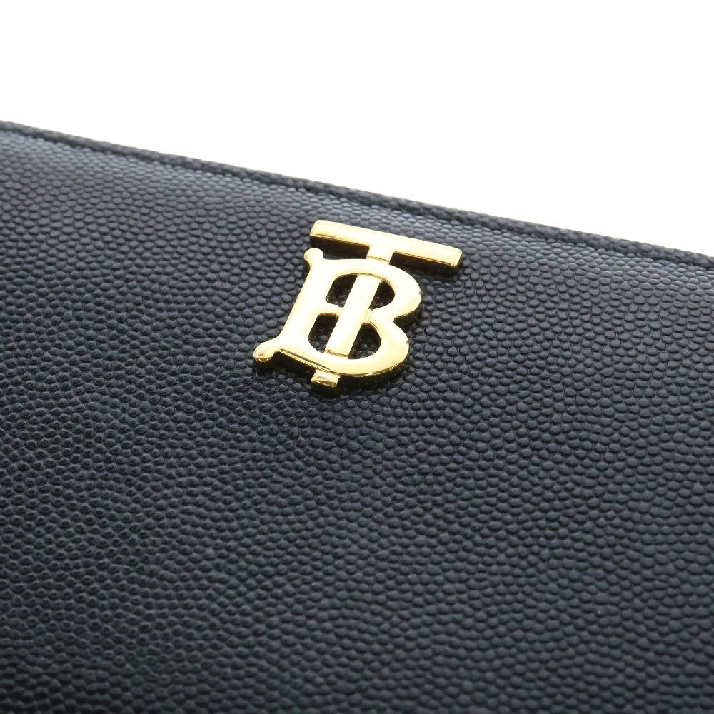 BURBERRY(バーバリー) TBロゴ ラウンドファスナー 財布 黒 レザー ゴールド金具 長財布