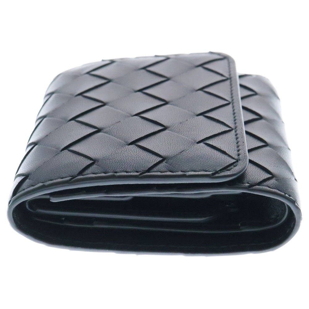 BOTTEGA VENETA(ボッテガヴェネタ) イントレチャート オリガミ コインパース付き三つ折りウォレット コンパクトウォレット ブラック レザー 776033