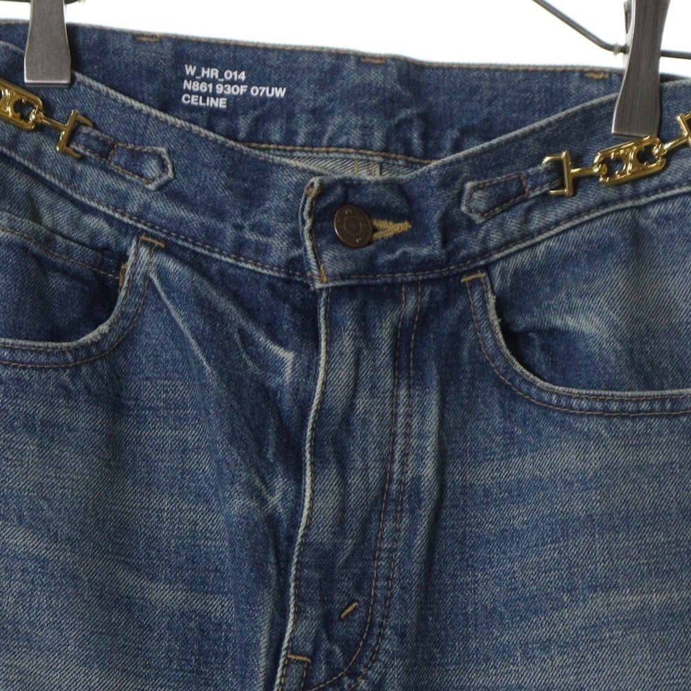 CELINE(セリーヌ) エディ期 トリオンフ チェーン ハイウエスト テーパードデニムパンツ ジーンズ インディゴ レディース N861 930F 07UW