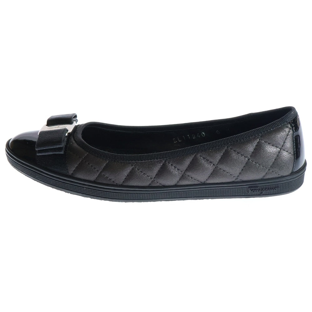 Salvatore Ferragamo(サルヴァトーレ フェラガモ) パンプス フラットシューズ メタリックブラウン ブラック #6 レディース