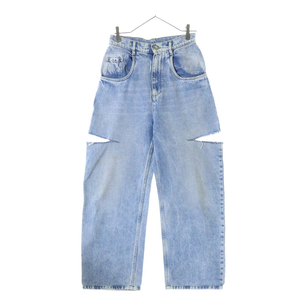 Maison Margiela 1(メゾンマルジェラ) 23SS スラッシュディテール ワイド ストレートデニムパンツ ジーンズ インディゴ レディース S51LA0051 S30513