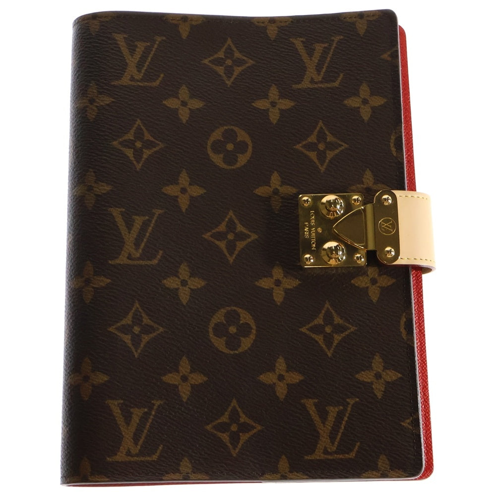 LOUIS VUITTON(ルイヴィトン) モノグラム クヴェルテュール・カルネ ポール ケース ブラウン×レッド PVCレザー 手帳カバー RFID GI0238