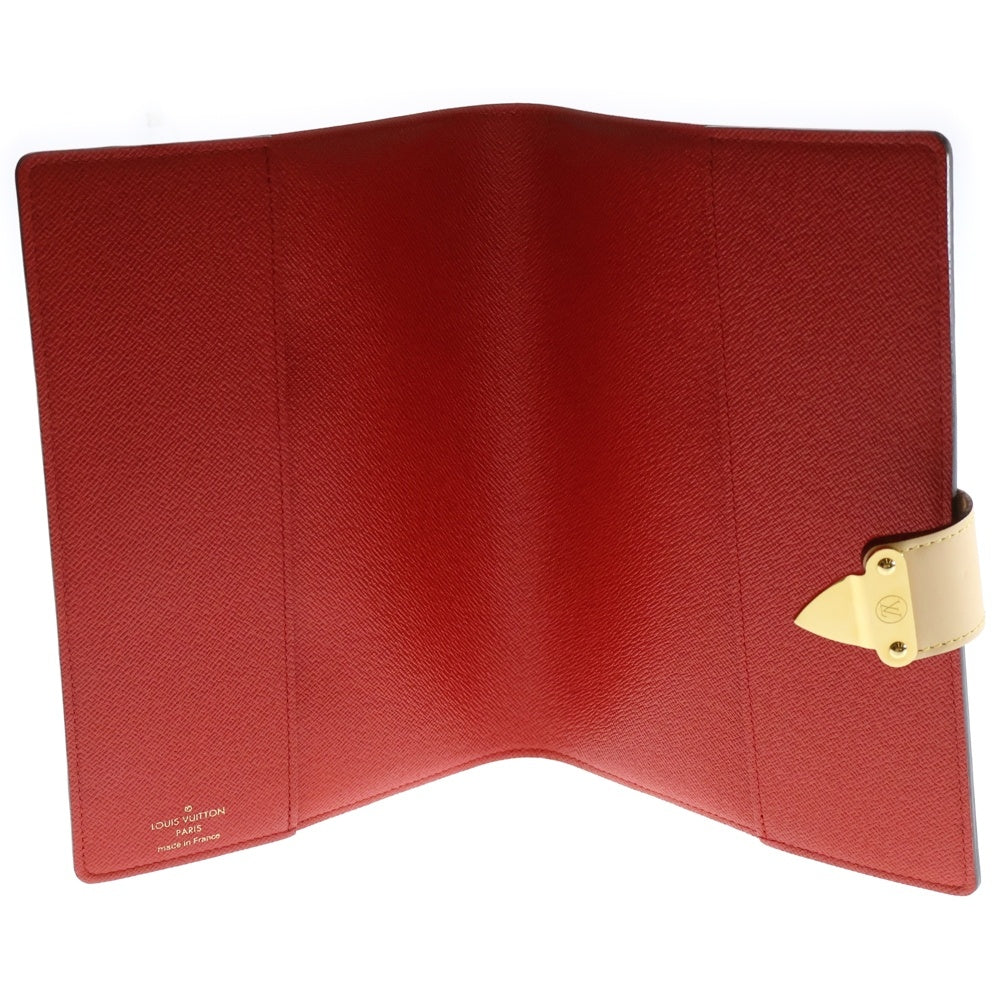 LOUIS VUITTON(ルイヴィトン) モノグラム クヴェルテュール・カルネ ポール ケース ブラウン×レッド PVCレザー 手帳カバー RFID GI0238