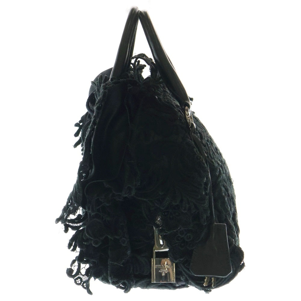 PRADA(プラダ) ボストンバッグ ハンドバッグ レース ブラック シルバー金具 BL0547