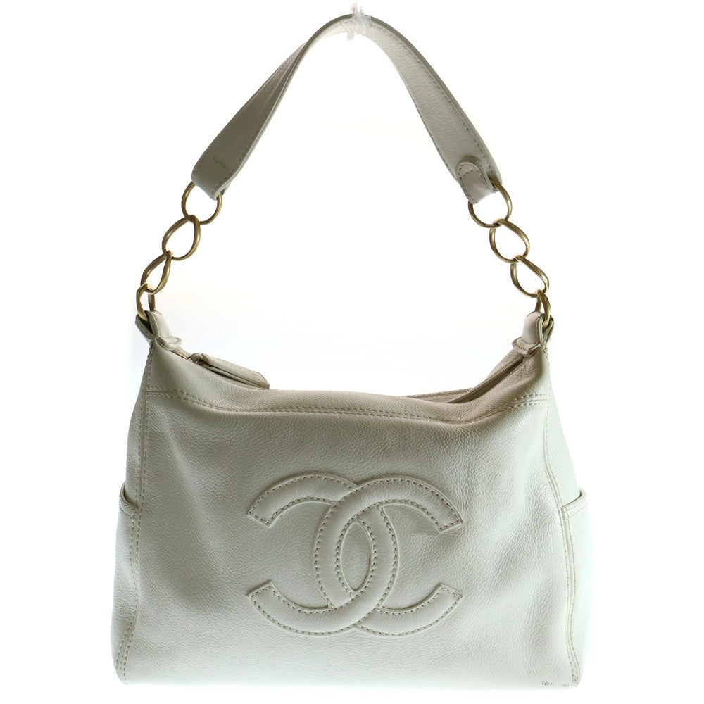 CHANEL(シャネル) ココマーク ワンショルダーバッグ ハンドバッグ ホワイト ゴールド金具 レザー